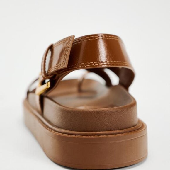 ZARA CROSS STRAP FLAT SANDALS - Picture 2 of 9